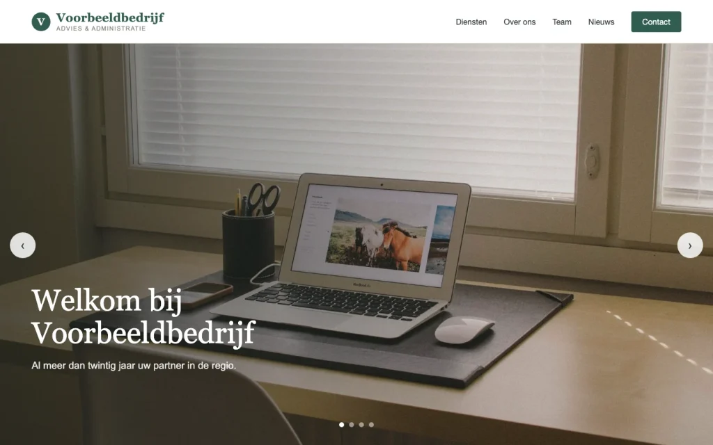 Voorbeeldbedrijf op desktop